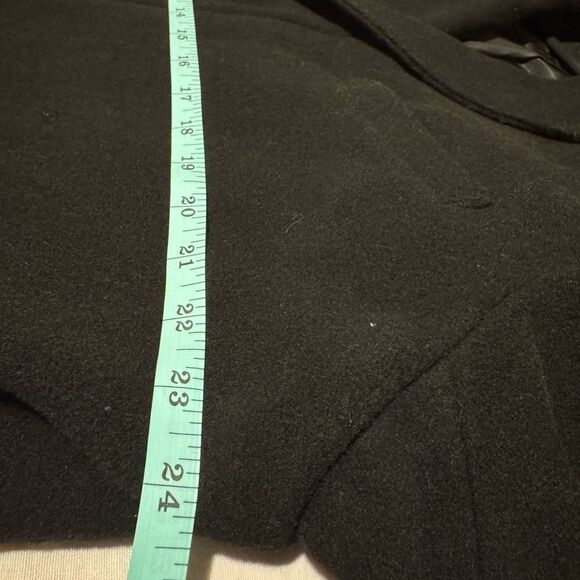 COVINGTON Men's Large Black Pea Coat Wool Coat Wool Blend Hidden buttons - Picture 8 of 9